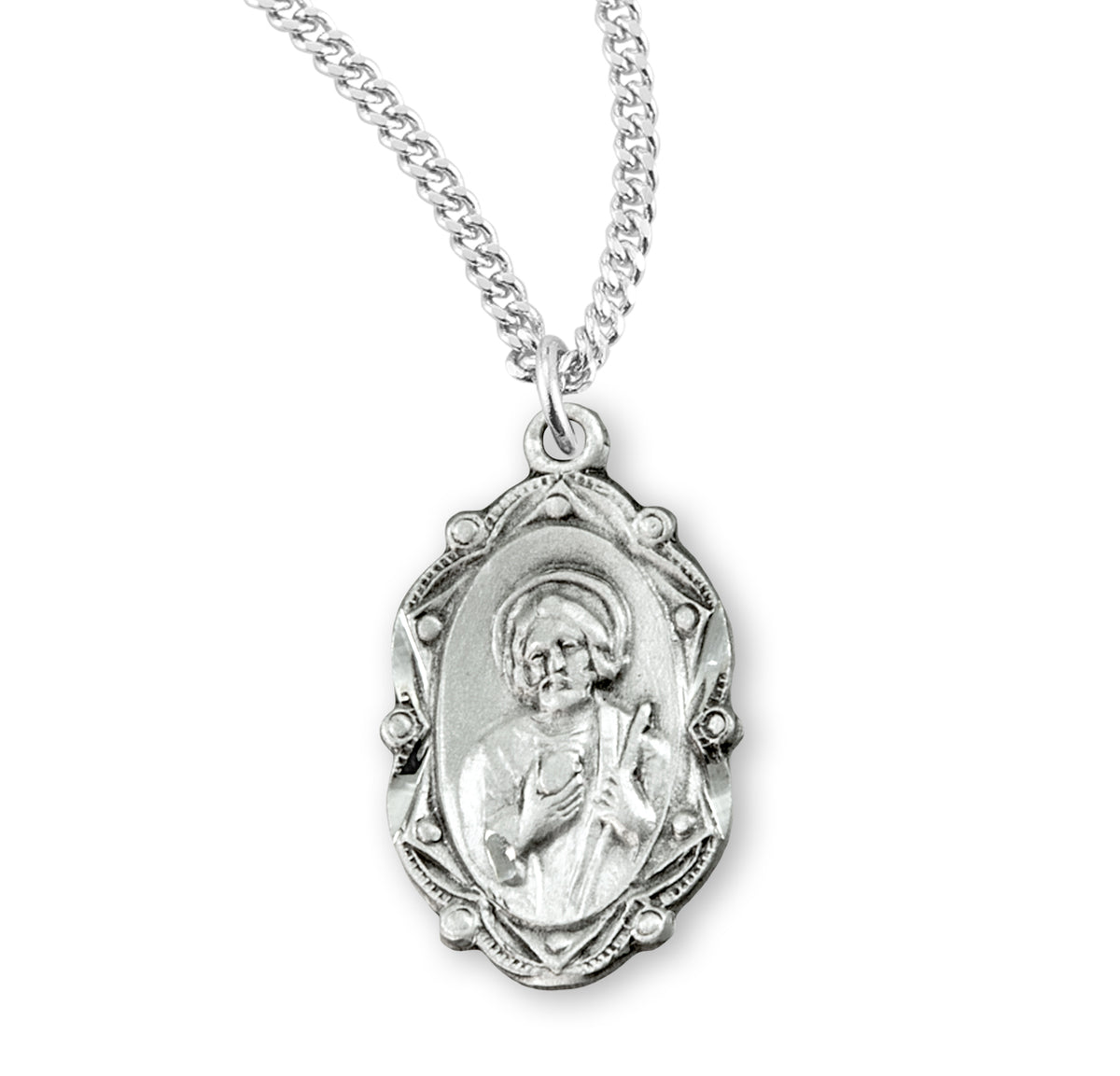Saint Jude Oval Medal Necklace, Sterling Silver