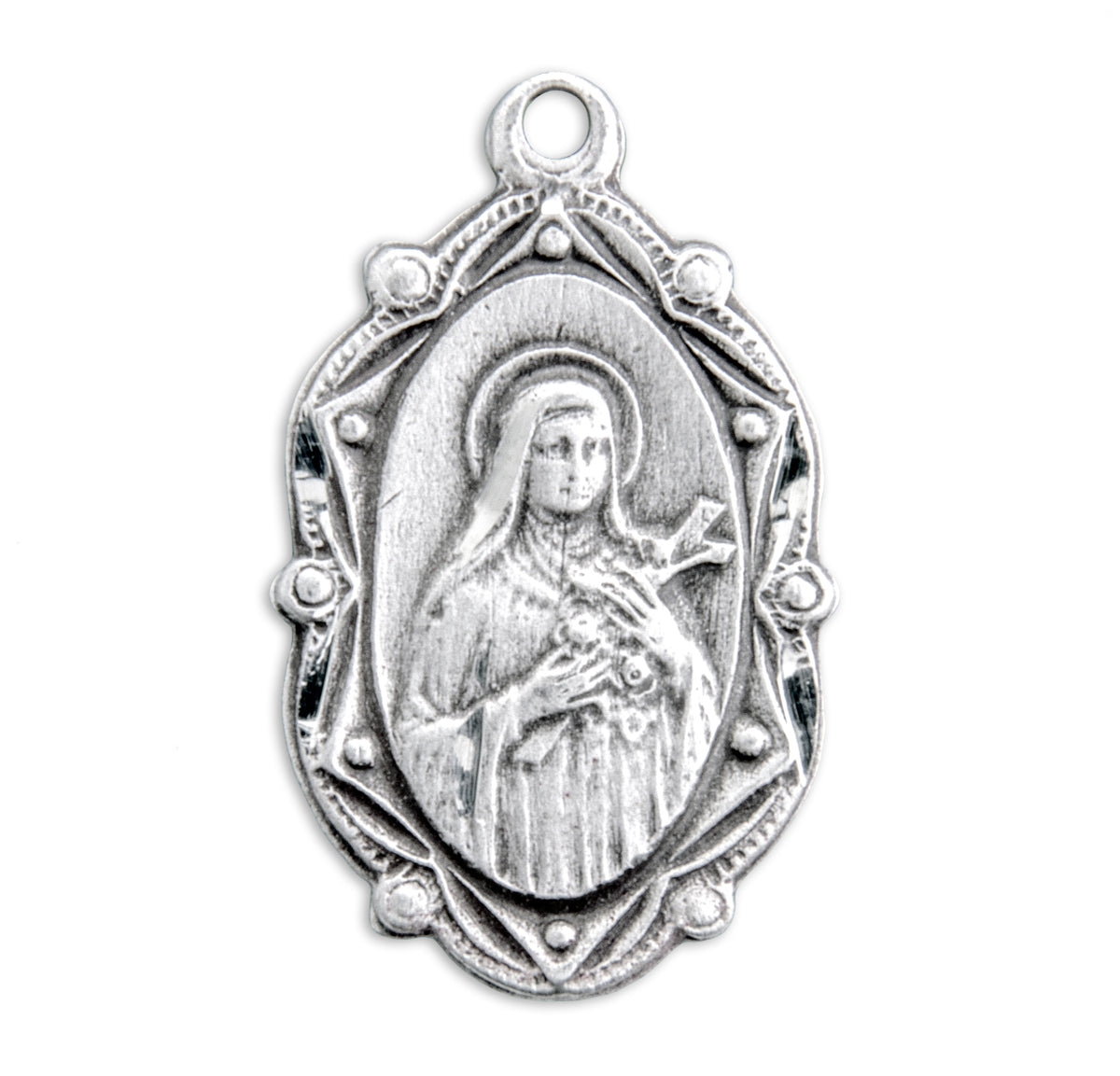Saint Therese of Lisieux Oval Medal Necklace, Sterling Silver