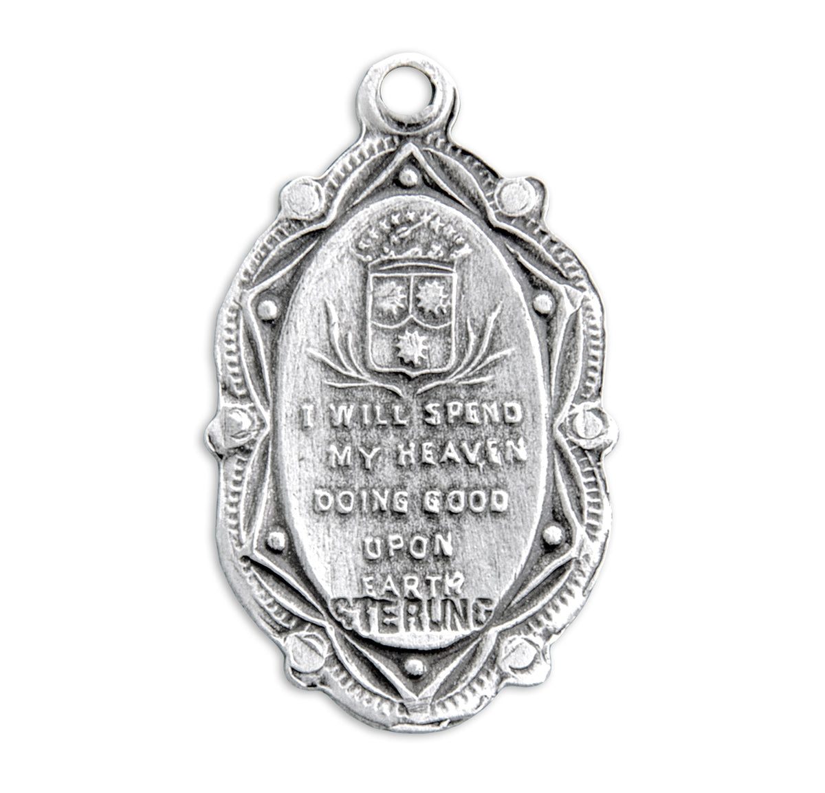 Saint Therese of Lisieux Oval Medal Necklace, Sterling Silver