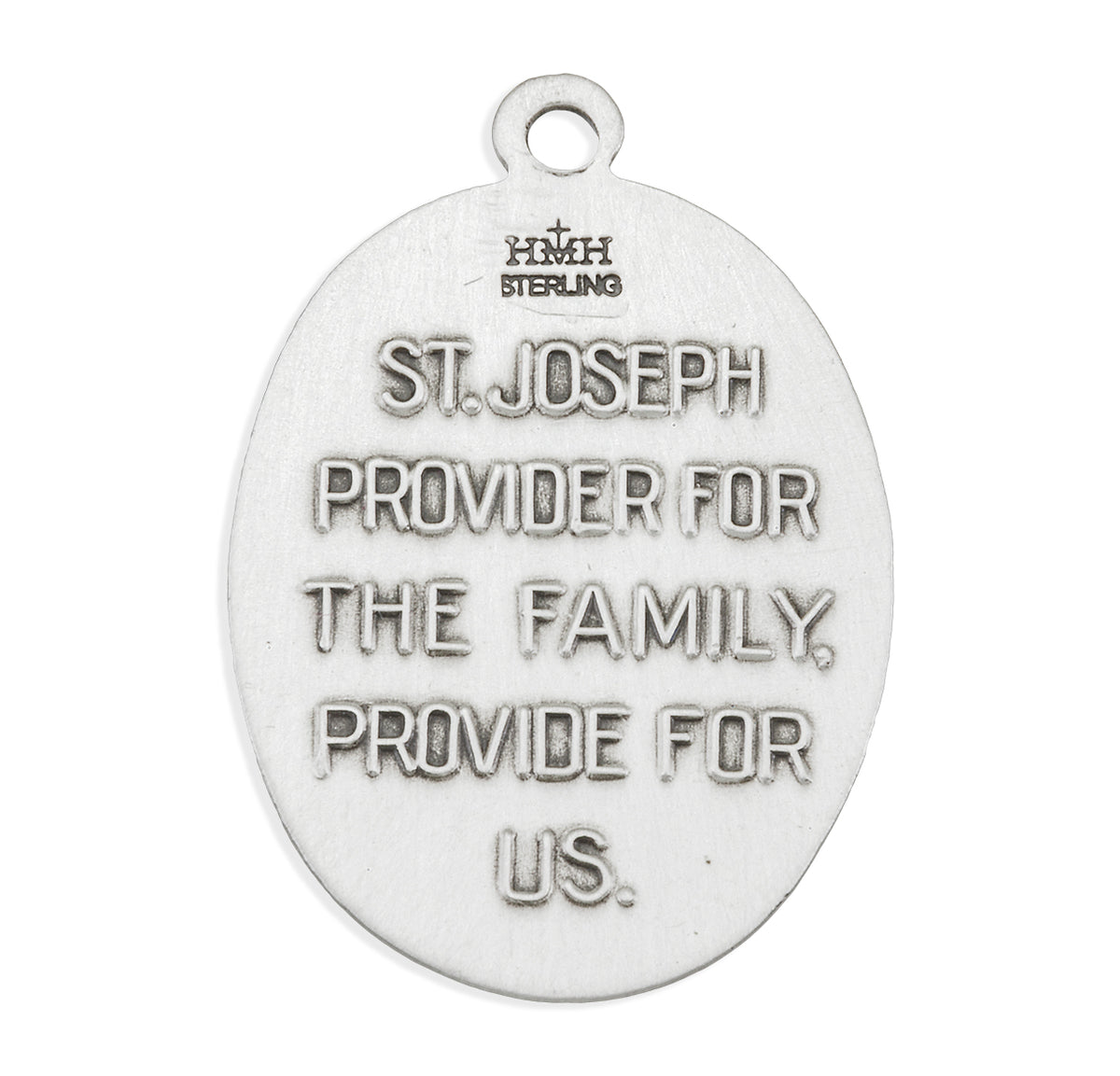 Saint Joseph Pendant Necklace with Scalloped Border, Sterling Silver