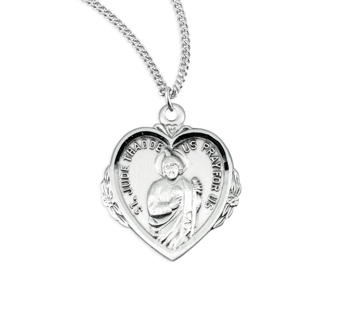 Saint Jude Heart Medal Necklace, Sterling Silver