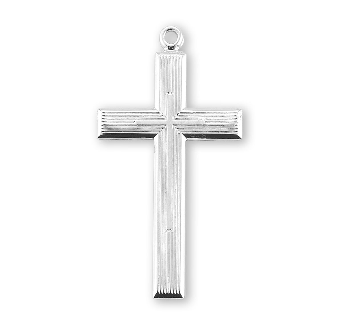 High Polish Inlaid Cross Necklace, Sterling Silver