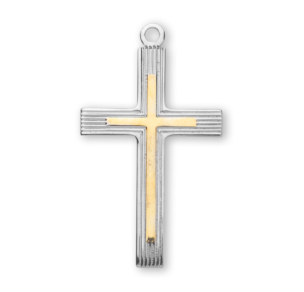 Extra Large Two-Tone Cross Necklace, Sterling Silver