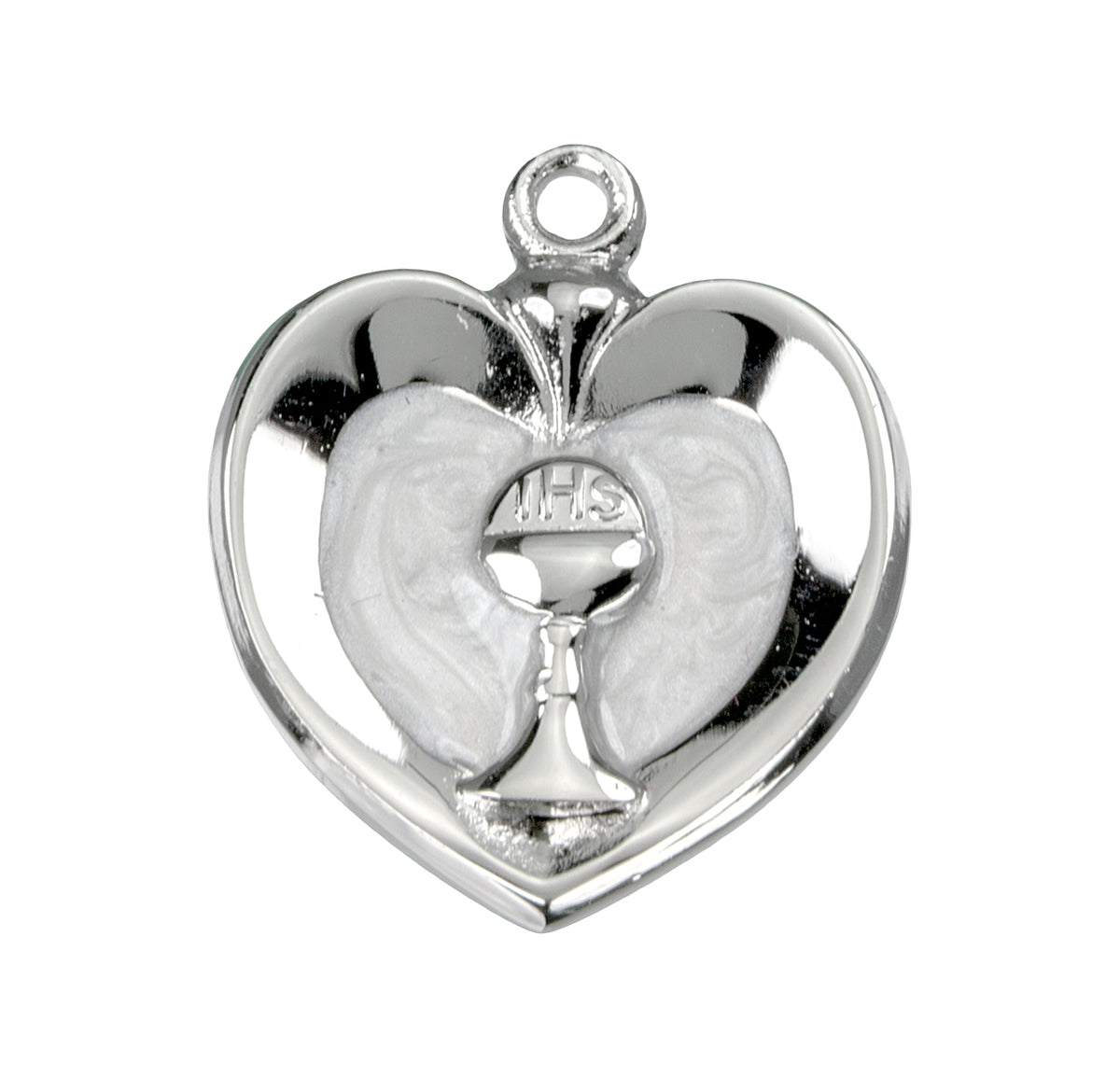 Chalice Heart Pendant Necklace with Pearl Enamel, Sterling Silver