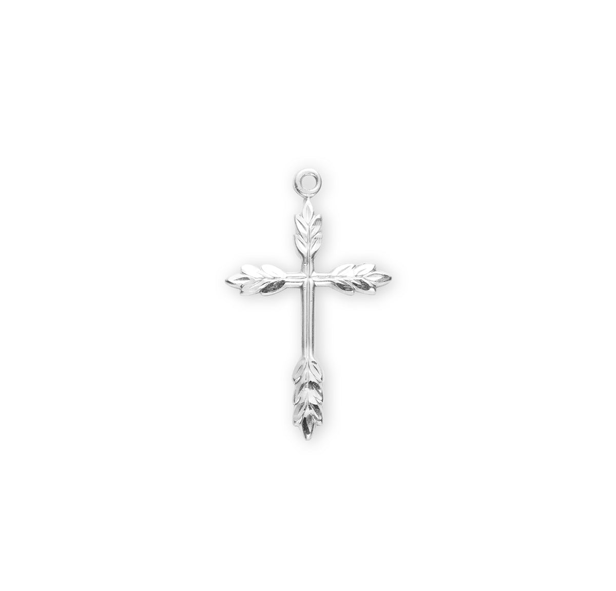 Large Wheat Cross Necklace, Sterling Silver