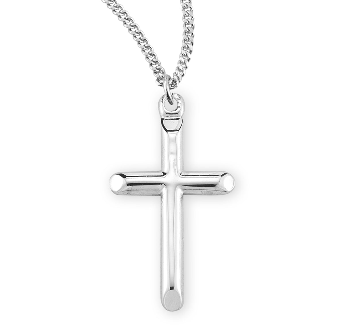Beveled High Polish Cross Necklace, Sterling Silver