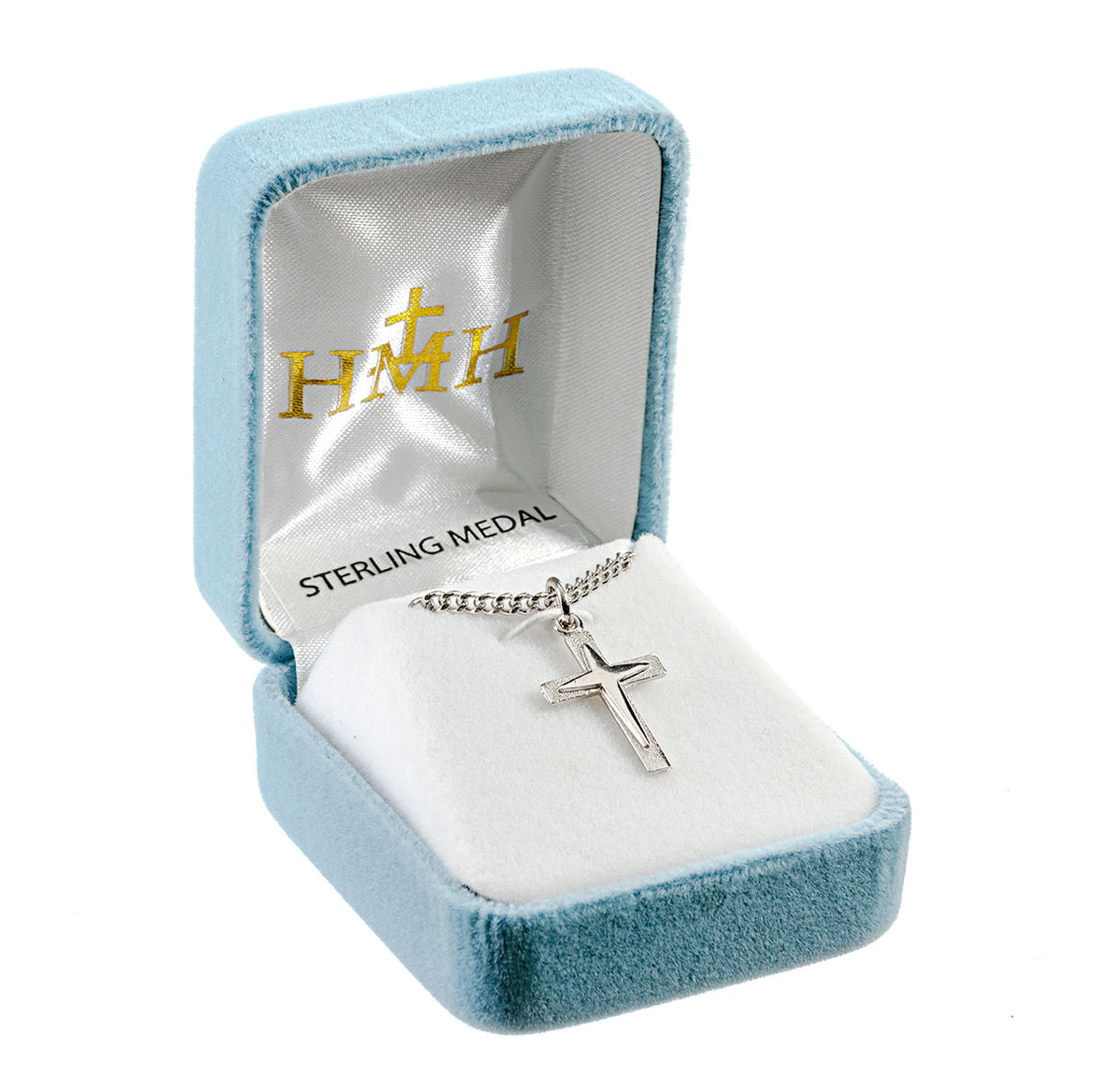 Lightweight Medium Starburst Cross Necklace, Sterling Silver