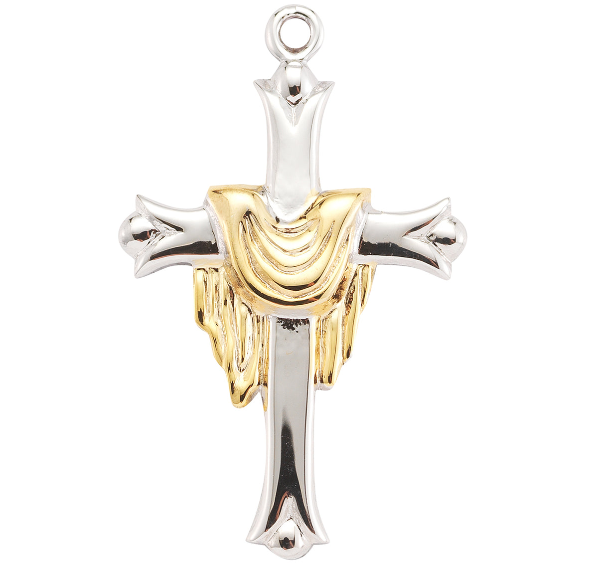 Cross Necklace with Gold Robe, Sterling Silver