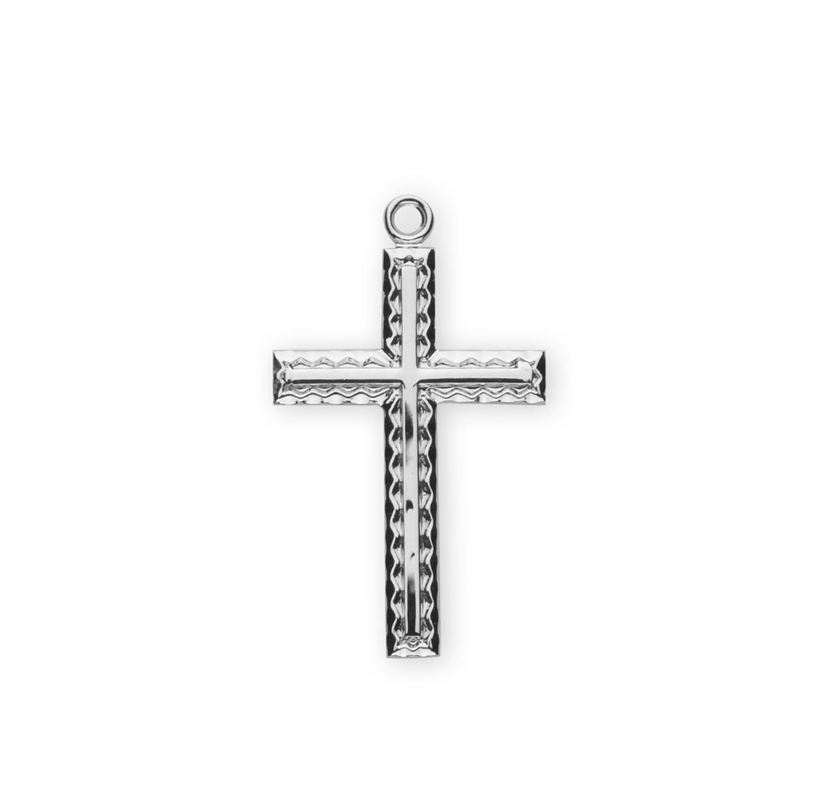 Petite Textured Cross Necklace, Sterling Silver