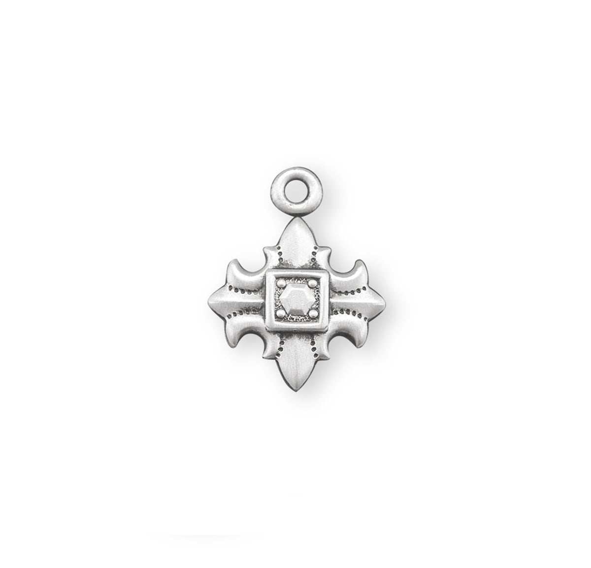 Small Fleur-de-Lis Cross Necklace, Sterling Silver