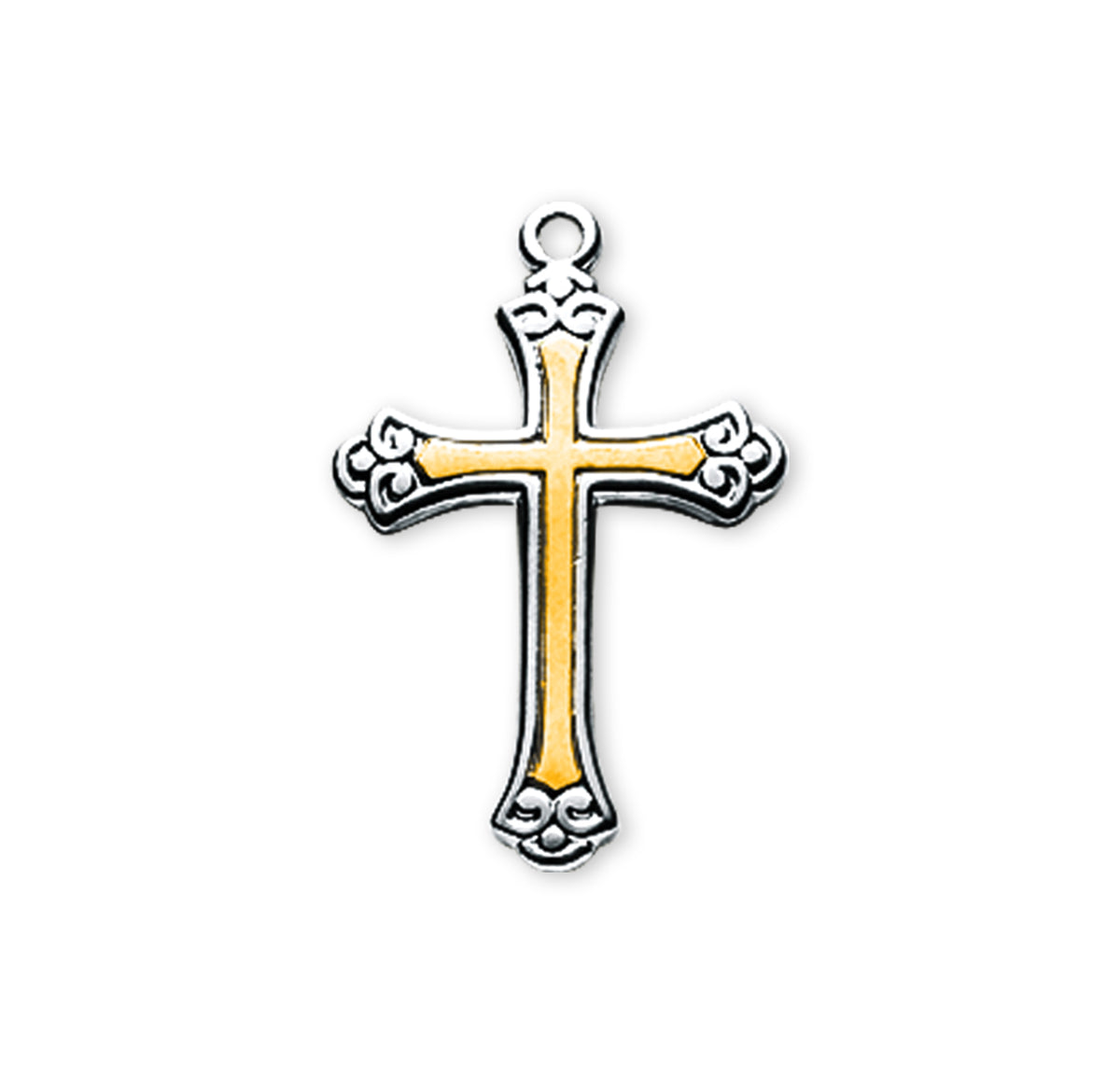 Medium Two-Tone Cross Necklace, Sterling Silver