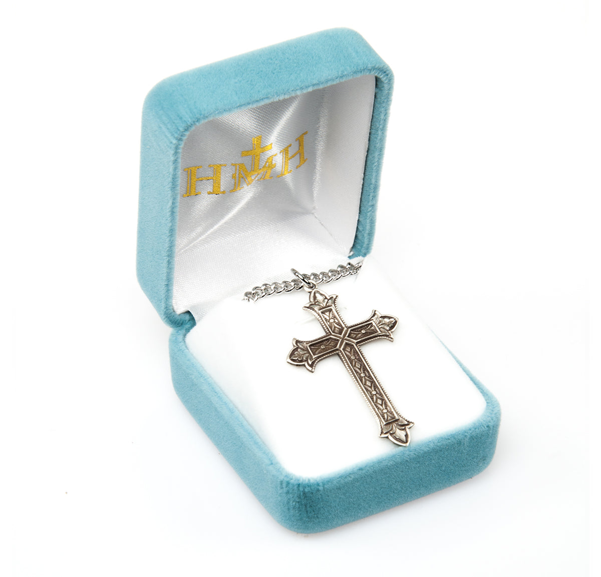 Heavy Extra Large Detailed Cross Necklace, Sterling Silver