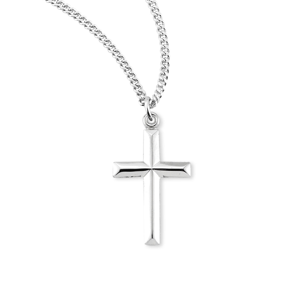 Angle Edged Cross Necklace, Sterling Silver