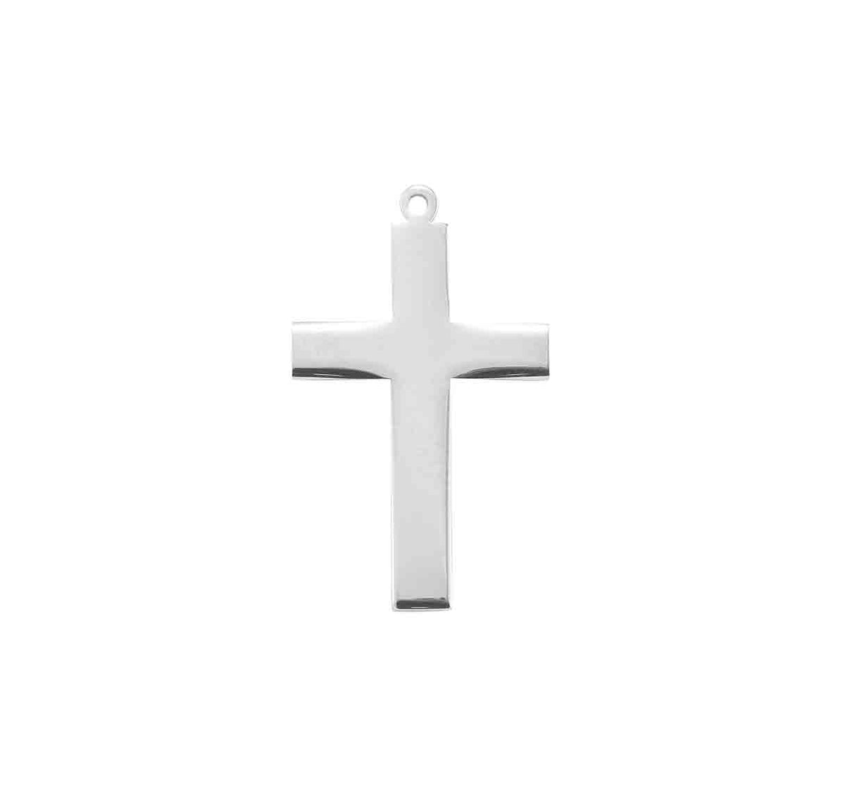 High Polish Plain Cross Necklace, Sterling Silver