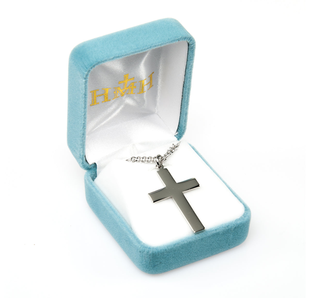 High Polish Plain Cross Necklace, Sterling Silver