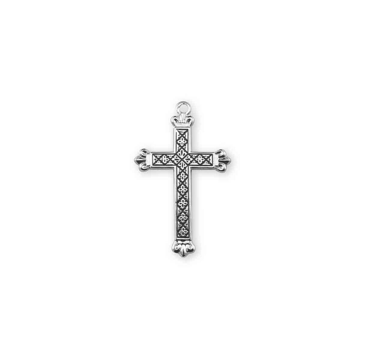 Large Black Enameled Cross Necklace, Sterling Silver