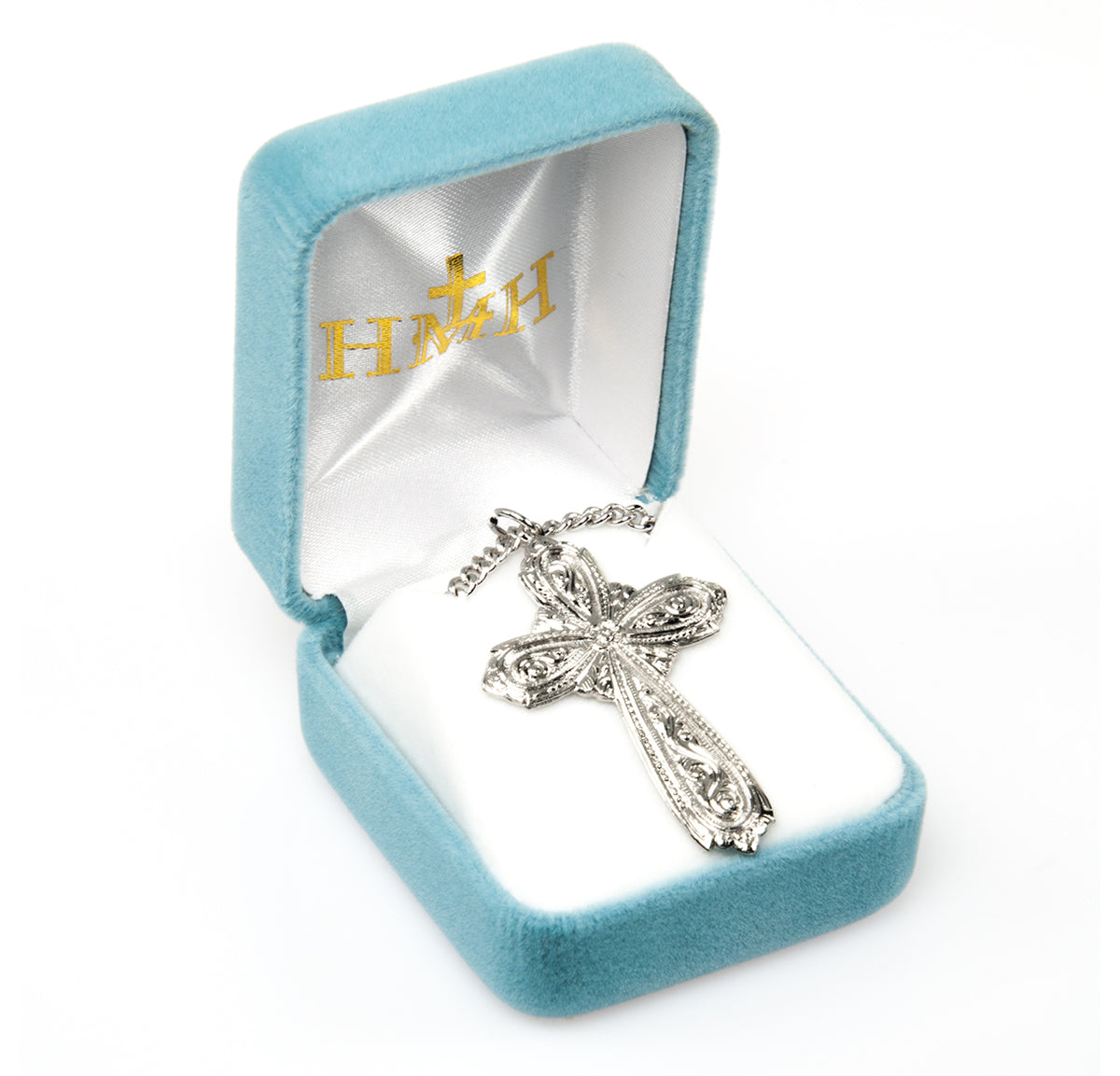 Heavy Extra Large Fancy Cross Necklace, Sterling Silver