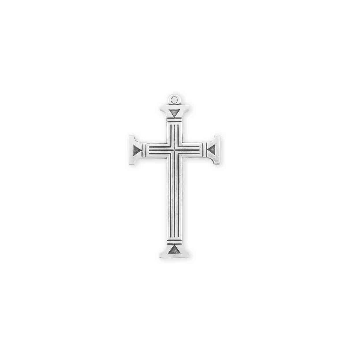 Lightweight Extra Large Engraved Cross Necklace, Sterling Silver
