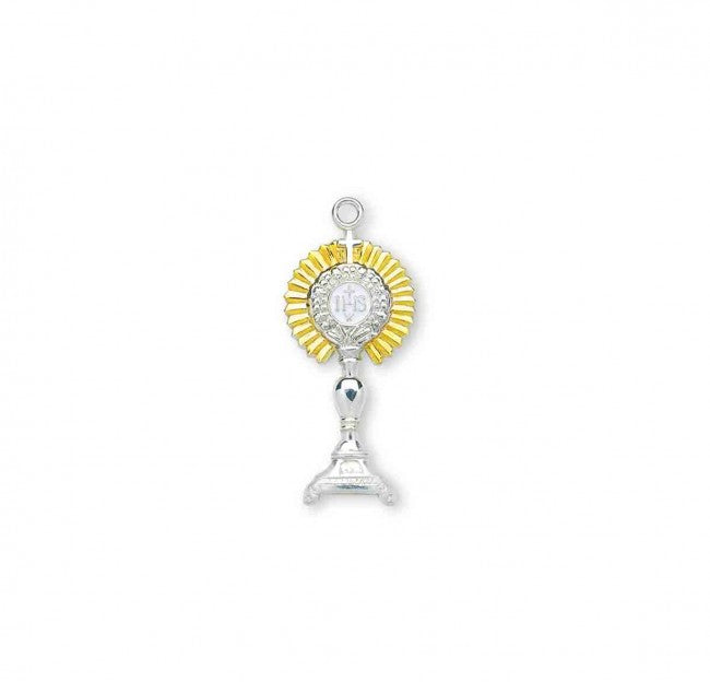 Monstrance Pendant Sterling Silver with Gold Inlay