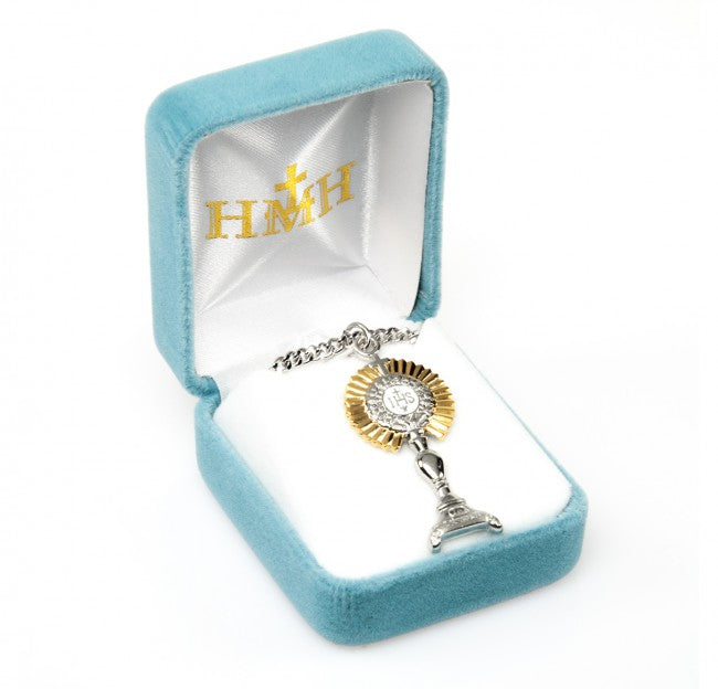 Monstrance Pendant Sterling Silver with Gold Inlay