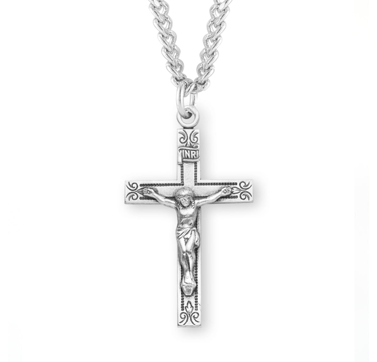 Swirl Crucifix Necklace, Sterling Silver