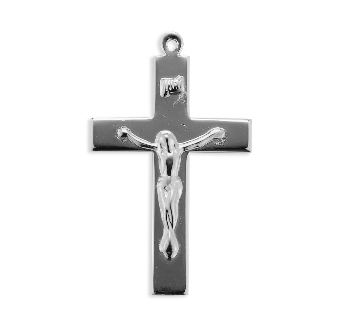 Simple High Polish Crucifix Necklace, Sterling Silver