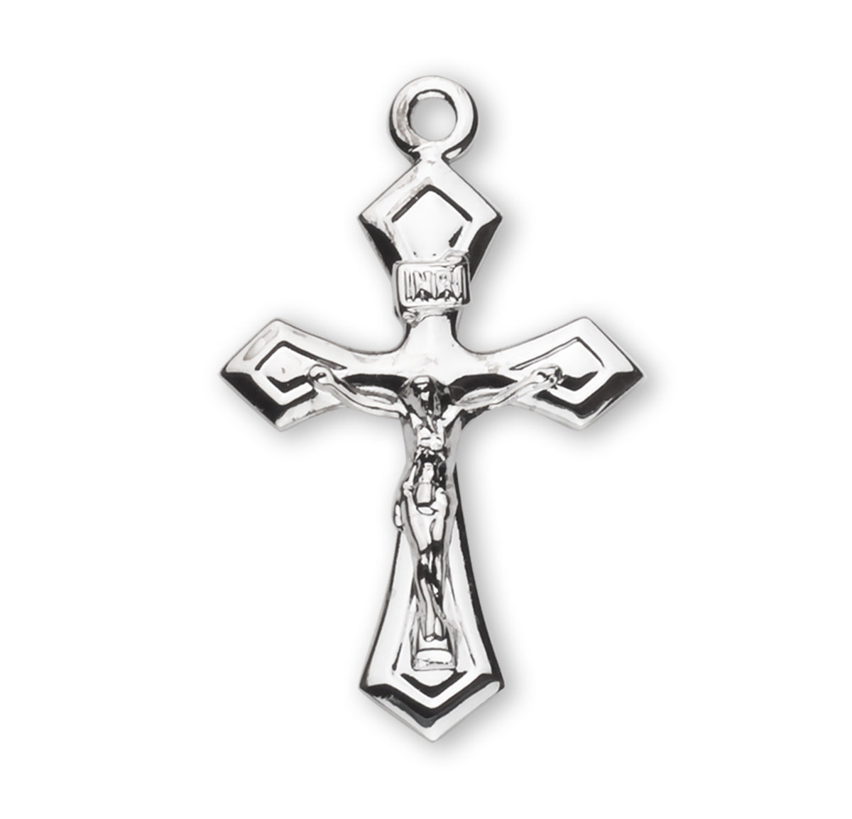 Pointed Tapered Crucifix Necklace, Sterling Silver