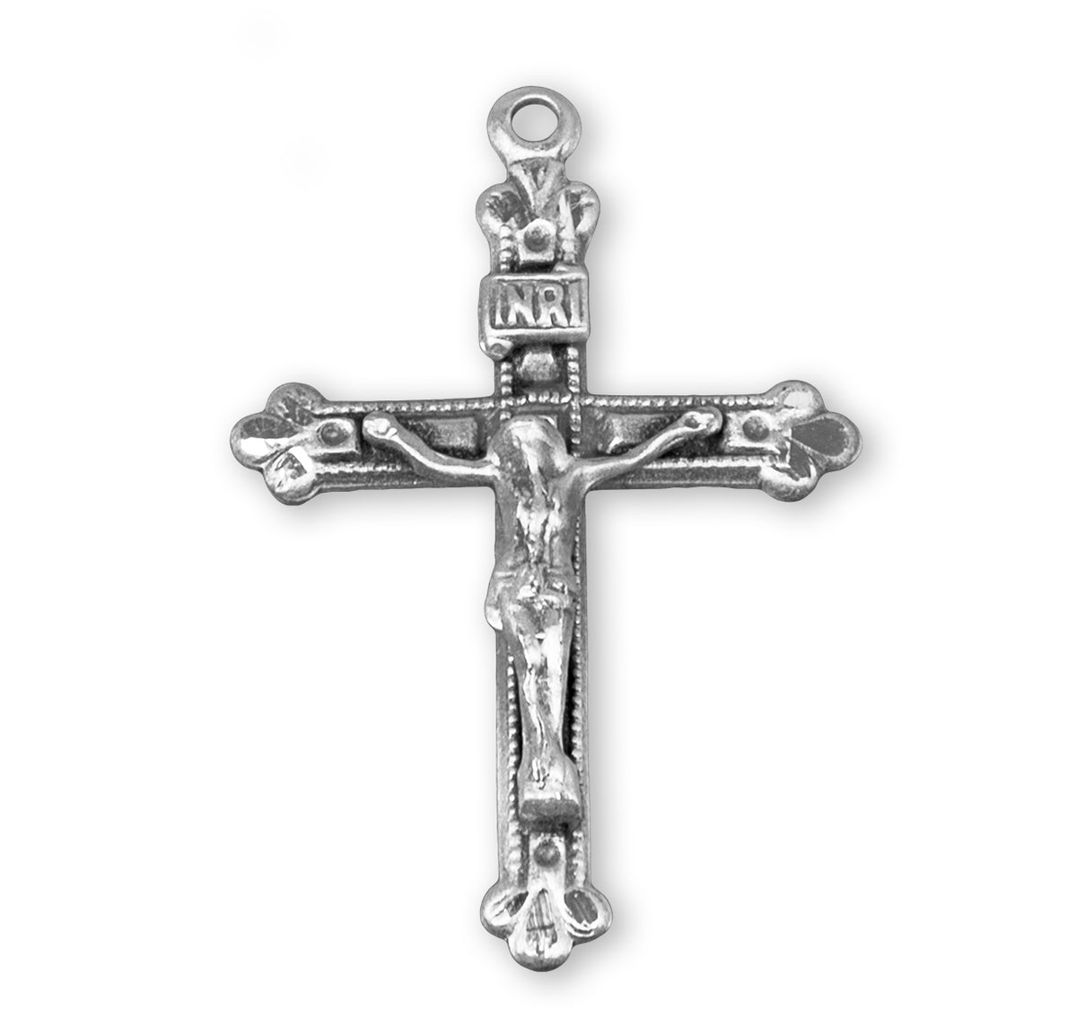 Budded Tip Crucifix Necklace, Sterling Silver