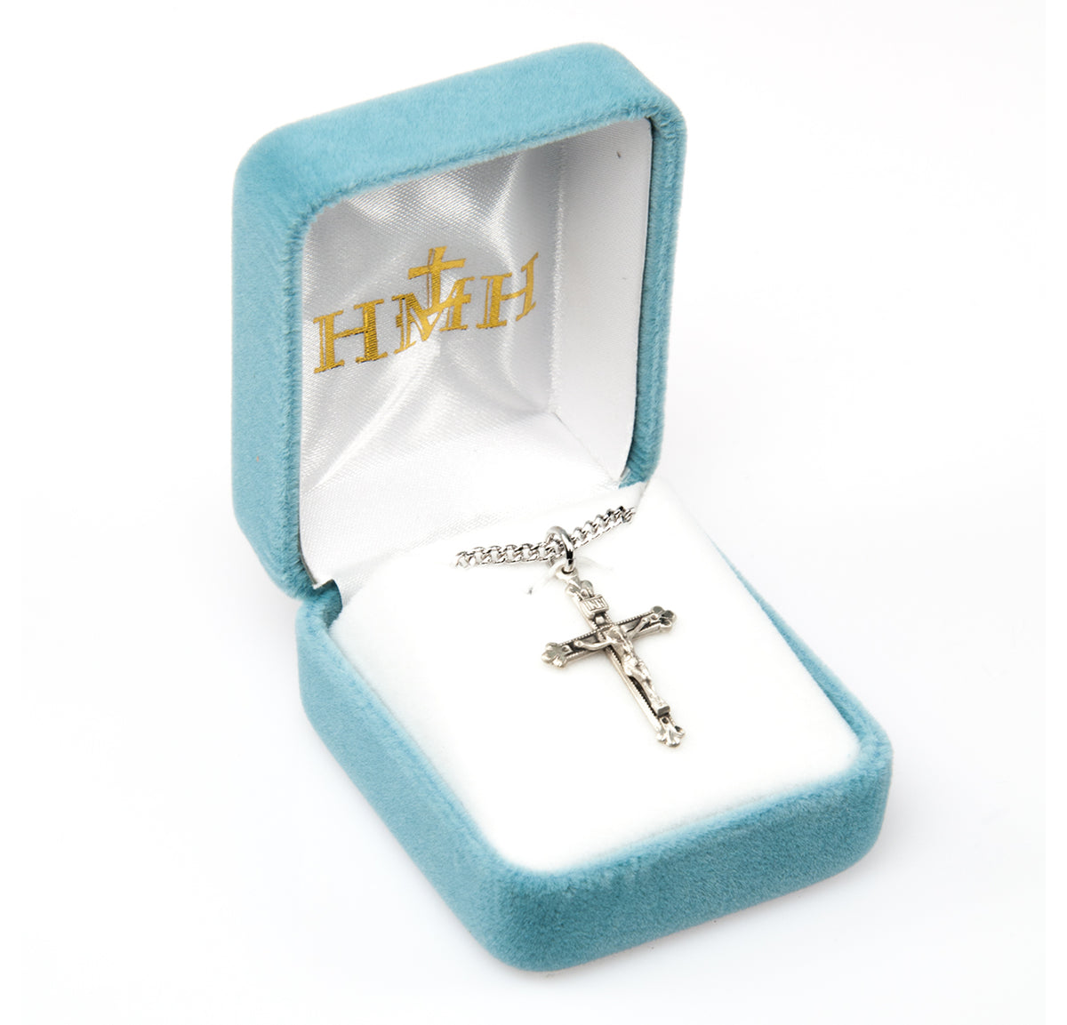 Budded Tip Crucifix Necklace, Sterling Silver