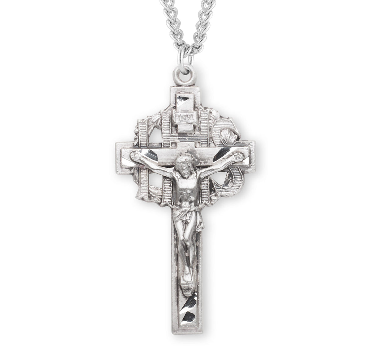 Pierced Crucifix Necklace, Sterling Silver