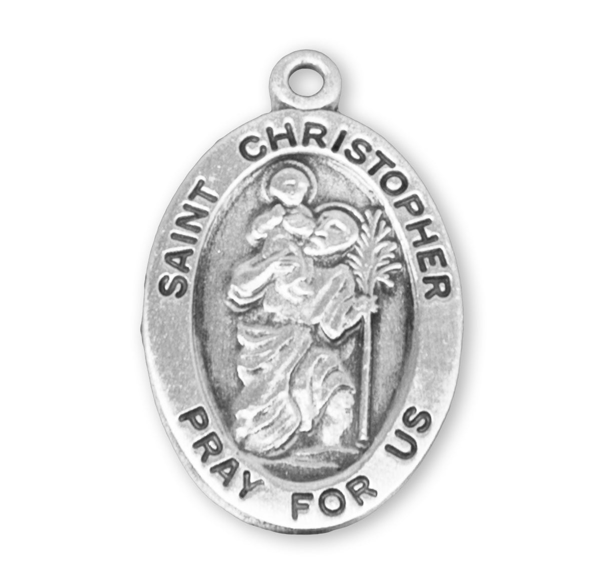 Small Saint Christopher Oval Medal Necklace, Sterling Silver