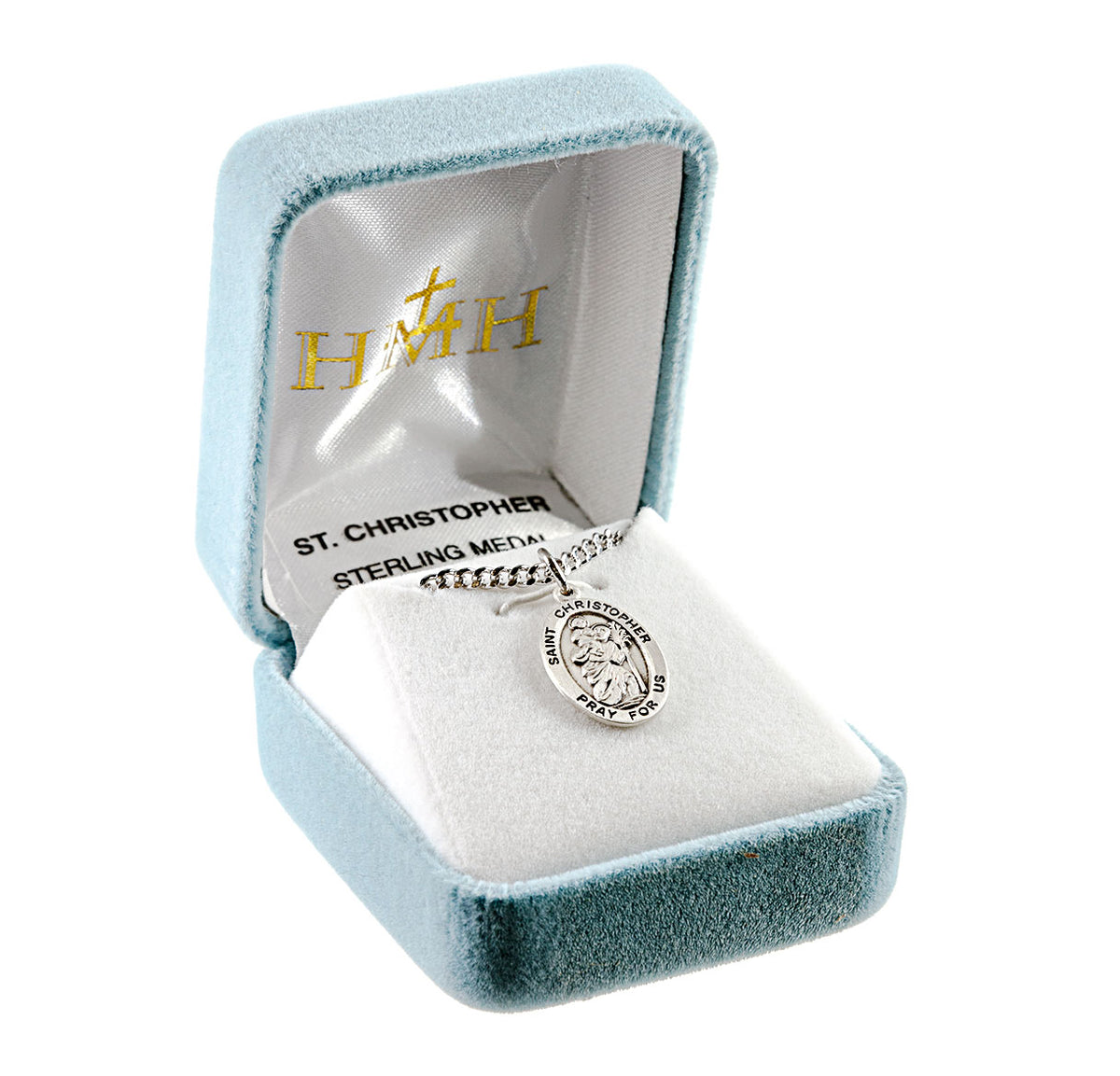 Medium Saint Christopher Oval Medal Necklace, Sterling Silver