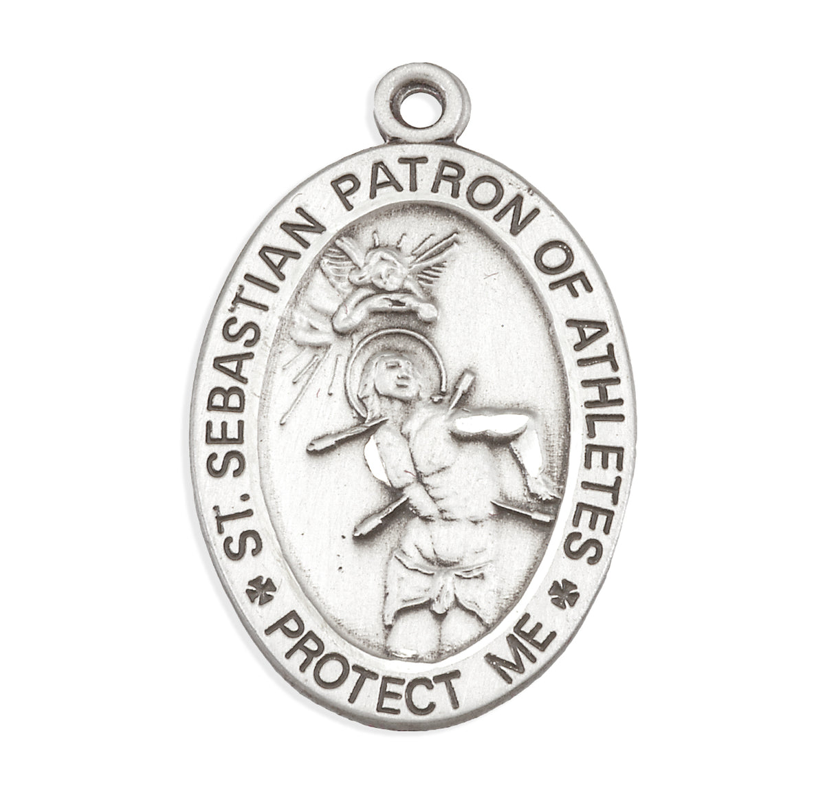 Saint Sebastian Protect This Medal Necklace, Sterling Silver