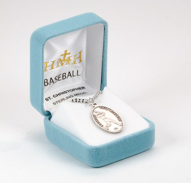 St. Christopher Baseball Sterling Silver Medal for Men