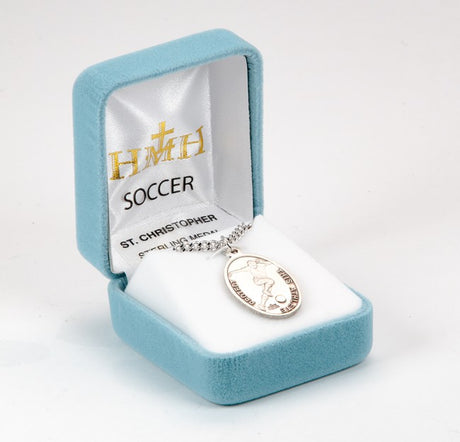 St. Christopher Soccer Sterling Silver Medal for Men