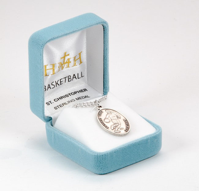 St. Christopher Basketball Sterling Silver Medal for Men