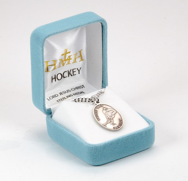 Jesus Protect this Ice Hockey Athlete Sterling Silver Medal Boys