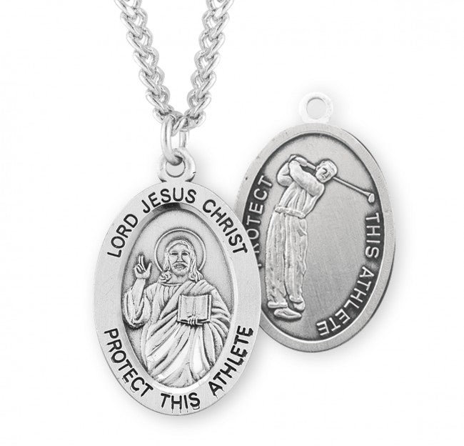 Jesus Protect this Golf Athlete Sterling Silver Medal Boys