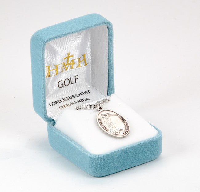 Jesus Protect this Golf Athlete Sterling Silver Medal Boys