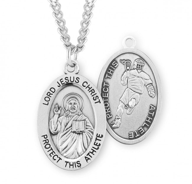 Jesus Protect this Lacrosse Athlete Sterling Silver Medal Boys