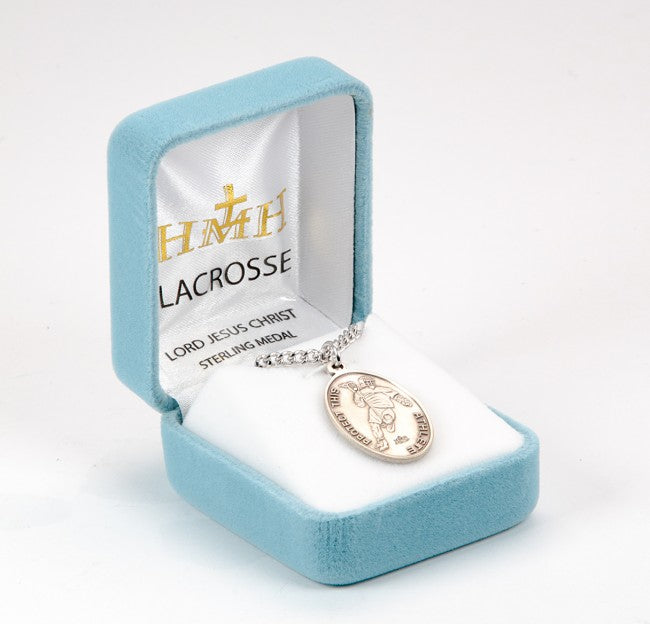 Jesus Protect this Lacrosse Athlete Sterling Silver Medal Boys
