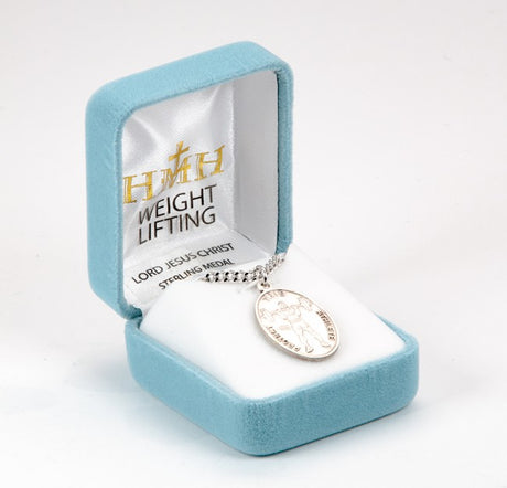 Jesus Protect this Weightlifting Athlete Sterling Silver Medal