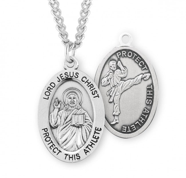 Jesus Protect this Martial Arts Athlete Sterling Silver Medal Boys