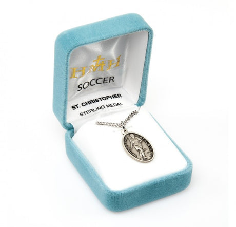 St. Christopher Soccer Sterling Silver Medal for Girls
