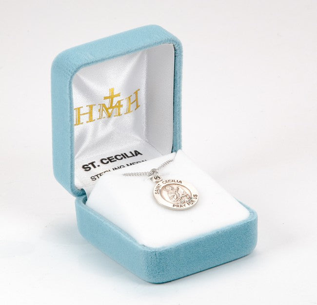St. Cecilia Round Sterling Silver Medal for Women