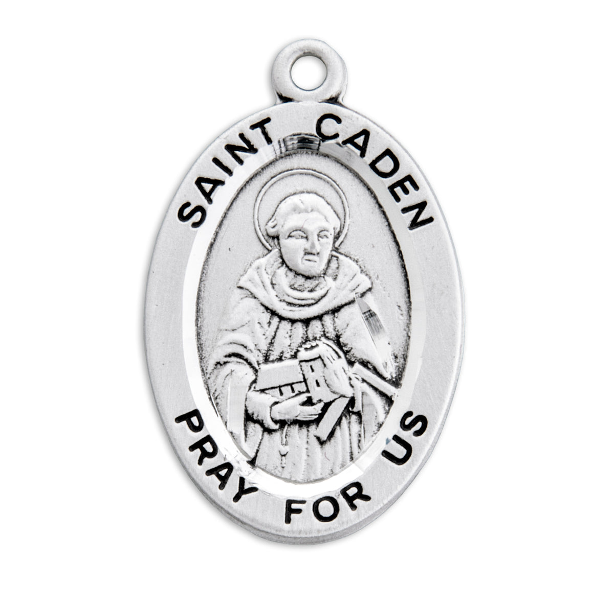 Saint Caden Oval Medal Necklace, Sterling Silver