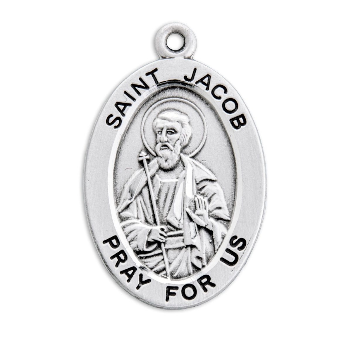 Medium Saint Jacob Oval Medal Necklace, Sterling Silver