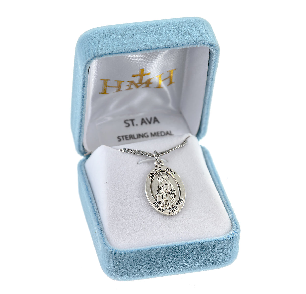 Saint Ava Oval Medal Necklace, Sterling Silver