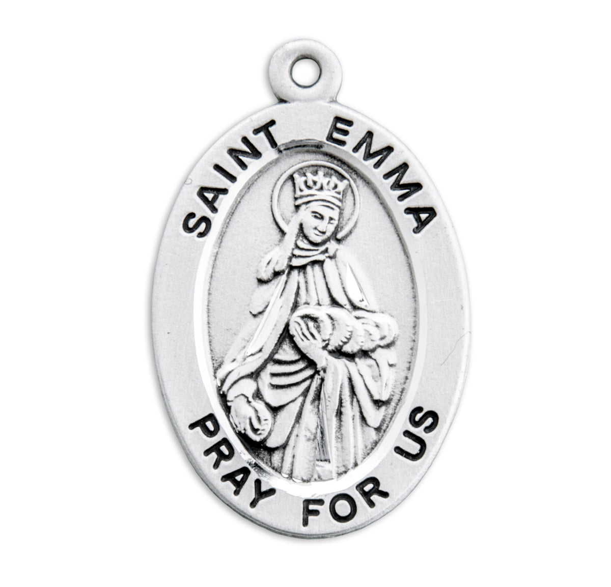 Saint Emma Oval Medal Necklace, Sterling Silver