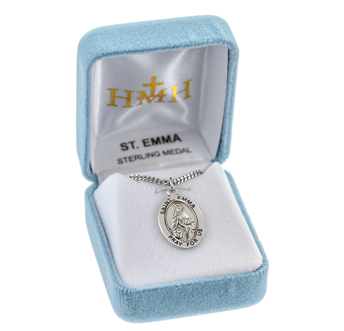 Saint Emma Oval Medal Necklace, Sterling Silver